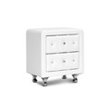 Baxton Studio Stella Crystal Tufted White Upholstered Modern Nightstand 98-4821